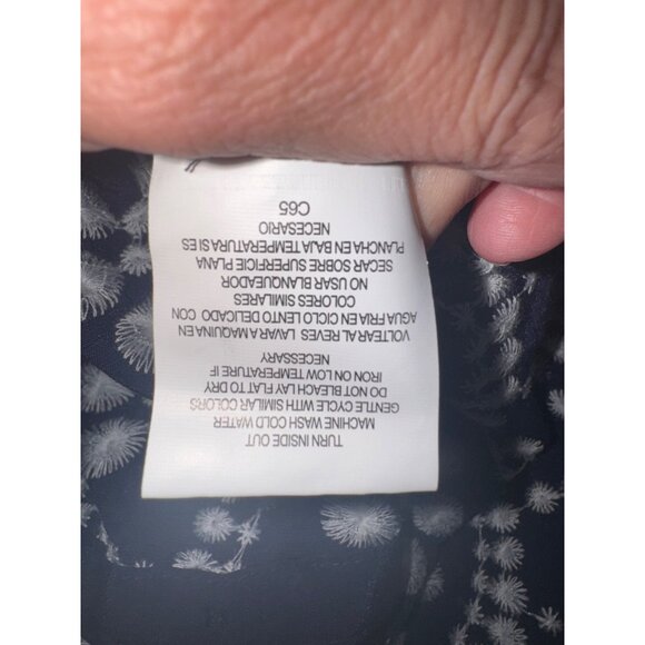 Fig + Flower Boho Embroidered Womens Blue & White Button-Up Shirt L Prairie - Picture 7 of 10